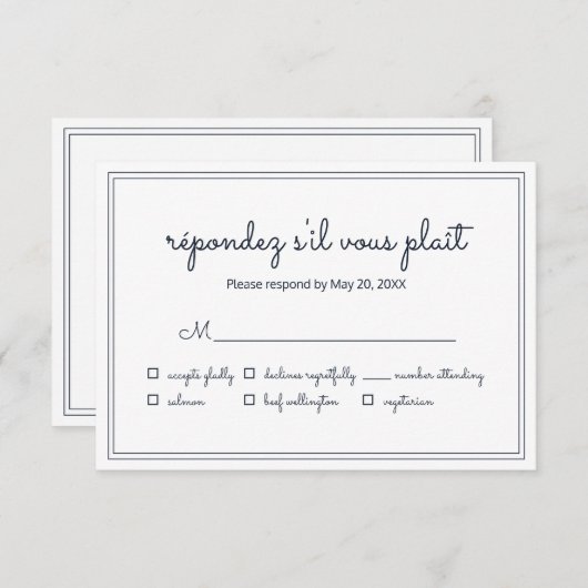 Minimalistisch Eenvoudige Cursieve Bindende RSVP v (Voorkant / Achterkant)