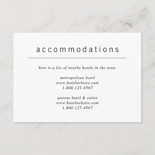 Minimalistisch eenvoudige moderne bruiloft informatiekaartje (Voorkant)