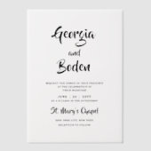 Minimalistisch eenvoudige moderne scriptweddenscha vellum uitnodigingen (Voorkant)