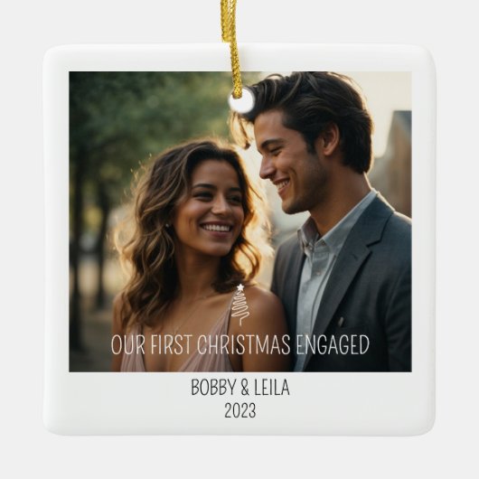 Minimalistisch eerste kerst verloofd Ornament (Voorkant)