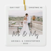 Minimalistisch eerste kerstfeest als Mr & Mrs Gray Keramisch Ornament (Voorkant)