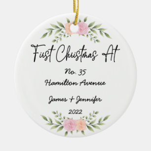 Minimalistisch eerste kerstfeest op adres nieuw hu keramisch ornament