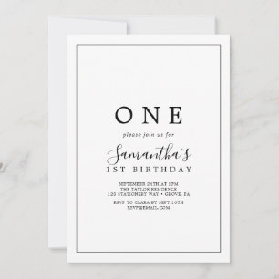 Minimalistisch eerste verjaardagsfeest kaart