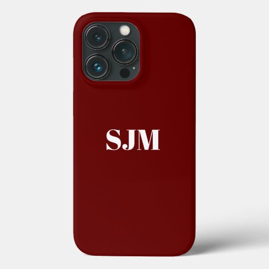 Minimalistisch Eigen monogram naam maroon-wijn Case-Mate iPhone Case (Achterkant)