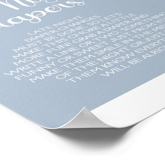 Minimalistisch Elegant Baby shower Blauwe Luier Ra Poster (Hoek)