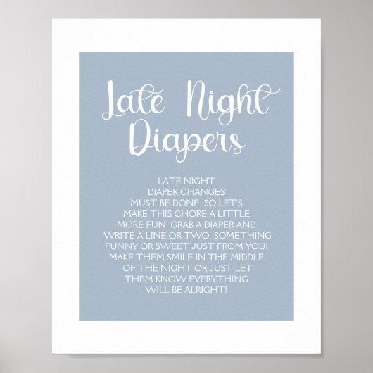 Minimalistisch Elegant Baby shower Blauwe Luier Ra Poster (Voorkant)