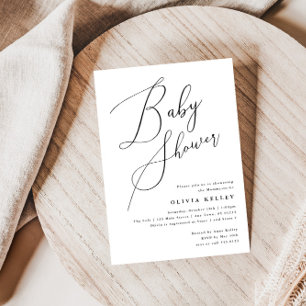Minimalistisch elegant Baby shower zwart-wit Kaart
