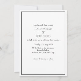 Minimalistisch Elegant Black and White Wedding Kaart