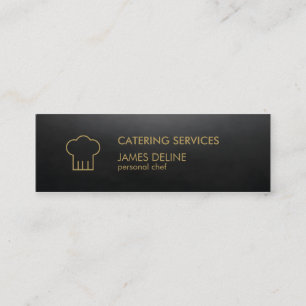 Minimalistisch Elegant Black Gold Chef Pet Caterin Mini Visitekaartje
