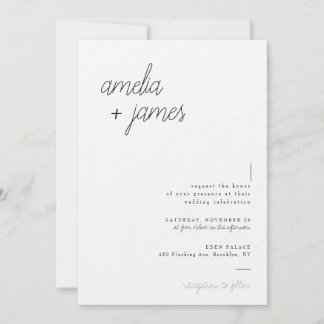 Minimalistisch Elegant Black & White Photo Wedding Kaart
