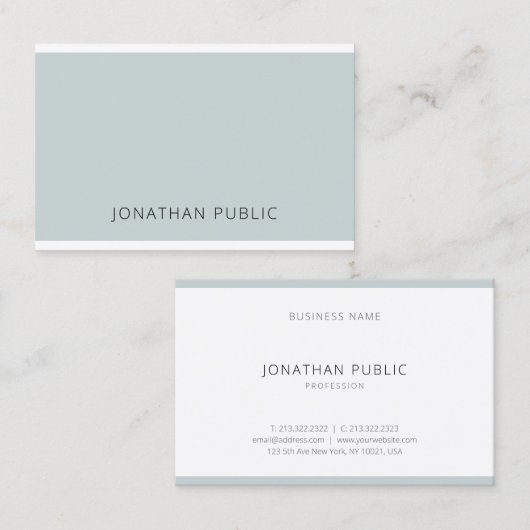 Minimalistisch Elegant Blauw Groen Eenvoudige Sjab Visitekaartje (Voorkant / Achterkant)