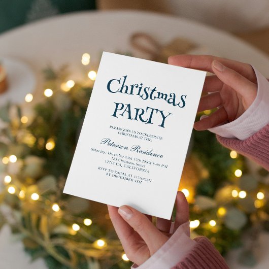 Minimalistisch Elegant Blauw Kerstfeest Kaart