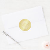 Minimalistisch Elegant Bloemen Gouden Ronde Sticker (Envelop)
