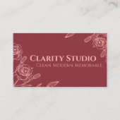 Minimalistisch Elegant Bloemen Roos Deep Red Moder Visitekaartje (Voorkant)