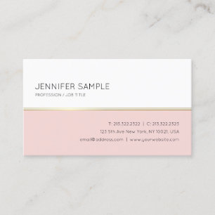 Minimalistisch elegant Blush Pink Gold White Trend Visitekaartje