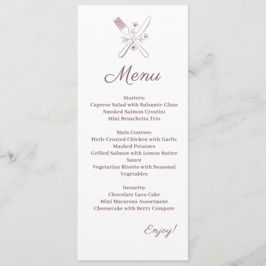 Minimalistisch Elegant Bruiloft Menu (Voorkant)