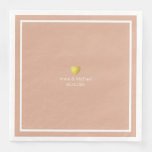Minimalistisch Elegant Bruiloft Stoffig Roos Servet