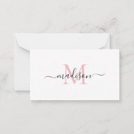 Minimalistisch Elegant Chic Monogram Script Blush  Notitiekaartje