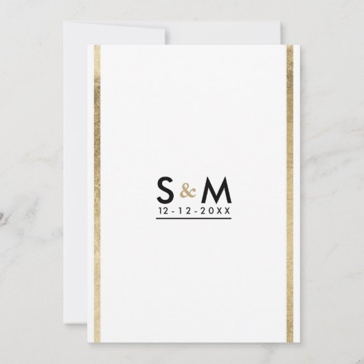 Minimalistisch Elegant Chique Wit Goud Strepen Bru Kaart (Achterkant)