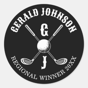 Minimalistisch Elegant Custom Golf Monogram Ronde Sticker