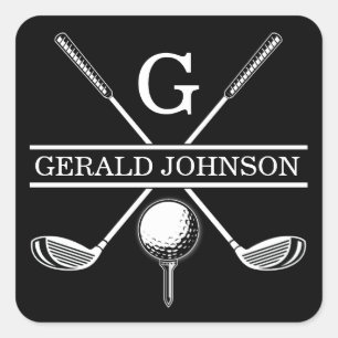 Minimalistisch Elegant Custom Golf Monogram Vierkante Sticker