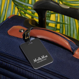 Minimalistisch Elegant Dark Grey White Mr.&Mrs. Bagagelabel