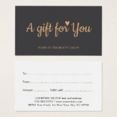 Minimalistisch Elegant Donkergrijs Gouden Salon Gi Visitekaartje (Voorkant /achterkant)