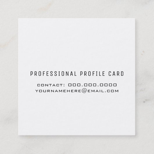 Minimalistisch elegant dunne script op wit vierkante visitekaartje (Achterkant)