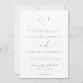 Minimalistisch Elegant Dusty Blue Wedding Kaart (Voorkant)
