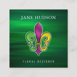 Minimalistisch elegant Fleur de Lis design Vierkante Visitekaartje