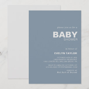 Minimalistisch Elegant Foral Blue Baby shower Kaart