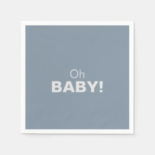 Minimalistisch Elegant Formal Blue Oh Baby shower Servet