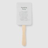 Minimalistisch Elegant Formal Green Wedding Progra Handwaaier (Achterkant)