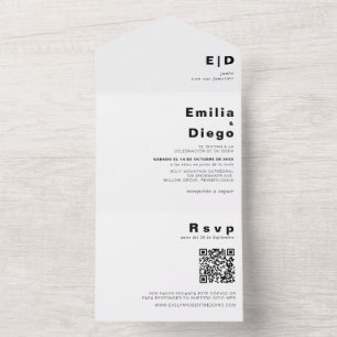 Minimalistisch elegant formeel Boda Wedding All In One Uitnodiging