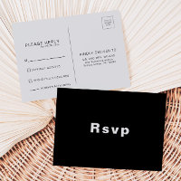 Minimalistisch elegant formeel zwart huwelijk Rsvp