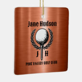 Minimalistisch Elegant Geborsteld Koper Golf Desig Keramisch Ornament (Rechts)