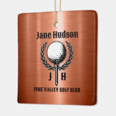 Minimalistisch Elegant Geborsteld Koper Golf Desig Keramisch Ornament (Links)