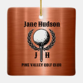 Minimalistisch Elegant Geborsteld Koper Golf Desig Keramisch Ornament (Achterkant)