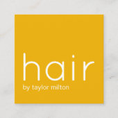 Minimalistisch Elegant Geel Wit Haar Stylist Vierkante Visitekaartje (Voorkant)
