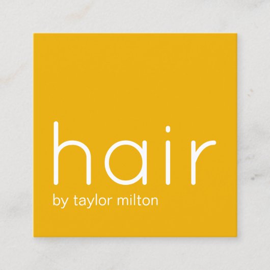 Minimalistisch Elegant Geel Wit Haar Stylist Vierkante Visitekaartje (Voorkant)