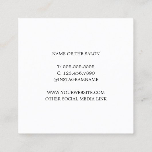 Minimalistisch Elegant Geel Wit Haar Stylist Vierkante Visitekaartje (Achterkant)