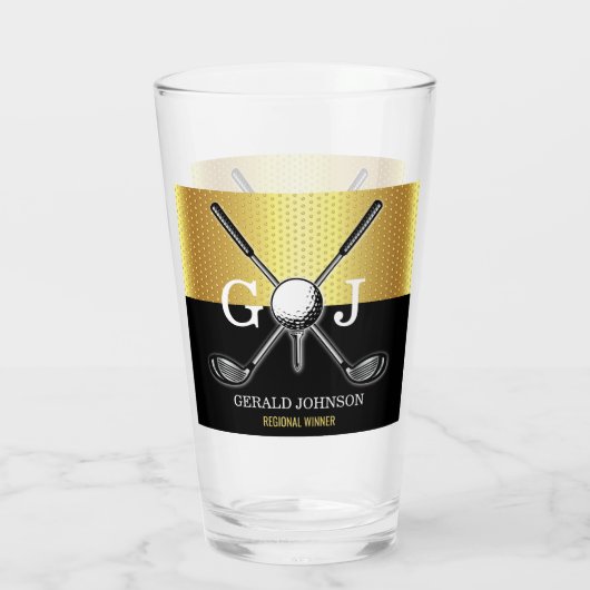 Minimalistisch Elegant Golf Monogram Glas (Achterkant)