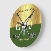 Minimalistisch Elegant Golf Monogram Grote Klok (Hoek)