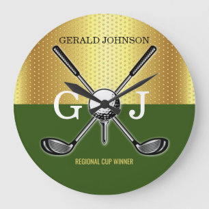 Minimalistisch Elegant Golf Monogram Grote Klok