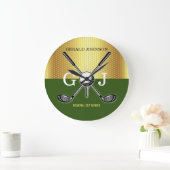 Minimalistisch Elegant Golf Monogram Grote Klok (Huis)