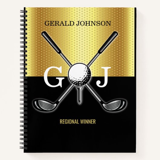 Minimalistisch Elegant Golf Monogram Notitieboek (Voorkant)