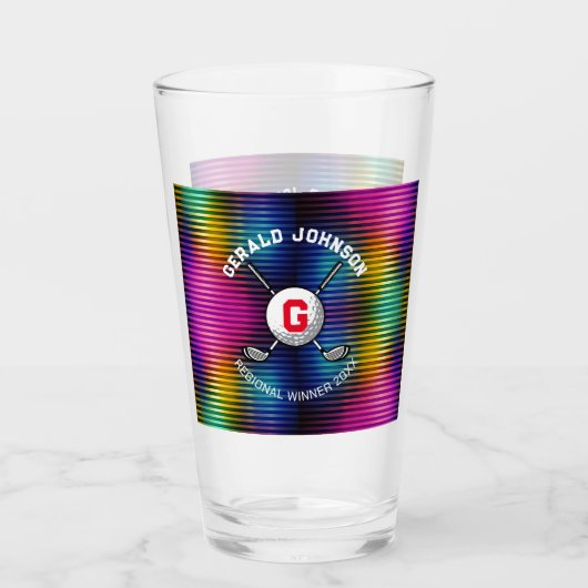 Minimalistisch Elegant Golf Monogram Ontwerp Glas (Voorkant)