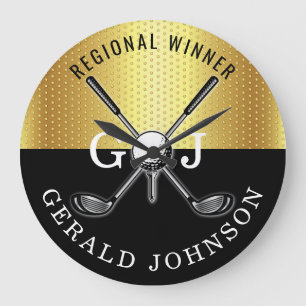 Minimalistisch Elegant Golf Monogram Ontwerp Grote Klok