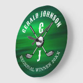 Minimalistisch Elegant Golf Monogram Ontwerp Grote Klok (Hoek)
