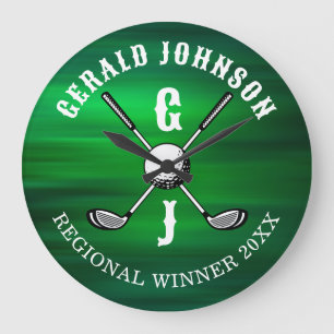 Minimalistisch Elegant Golf Monogram Ontwerp Grote Klok
